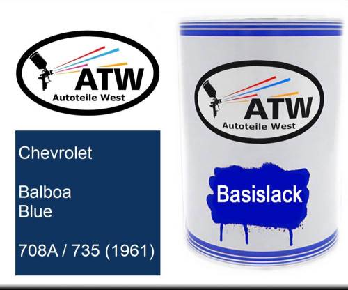 Chevrolet, Balboa Blue, 708A / 735 (1961): 500ml Lackdose, von ATW Autoteile West.